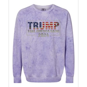 Take America Back American Flag Trump 2024 Women Gifts Colorblast Crewneck Sweatshirt