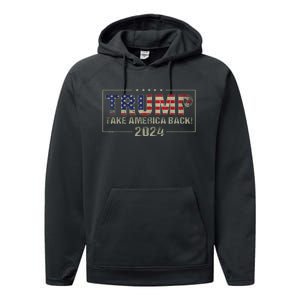 Take America Back American Flag Trump 2024 Women Gifts Performance Fleece Hoodie