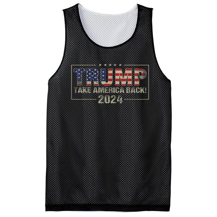 Take America Back American Flag Trump 2024 Women Gifts Mesh Reversible Basketball Jersey Tank