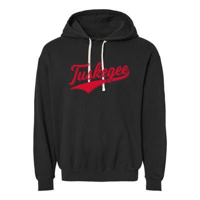 Tuskegee Alabama Baseball Sports Script Cursive With Swoosh Garment-Dyed Fleece Hoodie