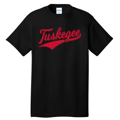 Tuskegee Alabama Baseball Sports Script Cursive With Swoosh Tall T-Shirt