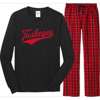 Tuskegee Alabama Baseball Sports Script Cursive With Swoosh Long Sleeve Pajama Set