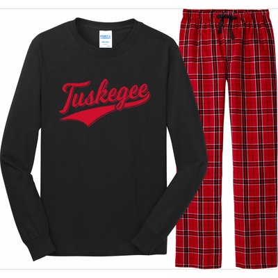 Tuskegee Alabama Baseball Sports Script Cursive With Swoosh Long Sleeve Pajama Set