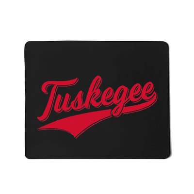 Tuskegee Alabama Baseball Sports Script Cursive With Swoosh Mousepad