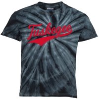 Tuskegee Alabama Baseball Sports Script Cursive With Swoosh Kids Tie-Dye T-Shirt