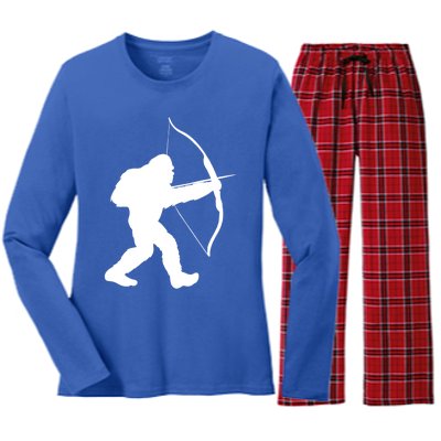 Traditional Archery Bigfoot Recurve Bow Lovers Cool Gift Women's Long Sleeve Flannel Pajama Set 