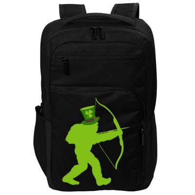 Traditional Archery Bigfoot St Patricks Day Recurve Graphic Gift Impact Tech Backpack