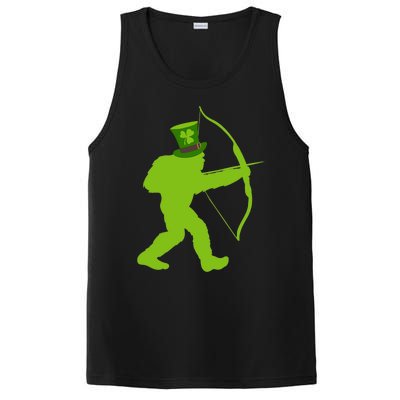 Traditional Archery Bigfoot St Patricks Day Recurve Graphic Gift PosiCharge Competitor Tank