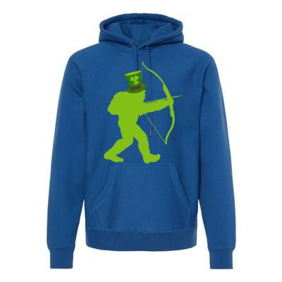 Traditional Archery Bigfoot St Patricks Day Recurve Graphic Gift Premium Hoodie