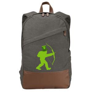 Traditional Archery Bigfoot St Patricks Day Recurve Graphic Gift Cotton Canvas Backpack