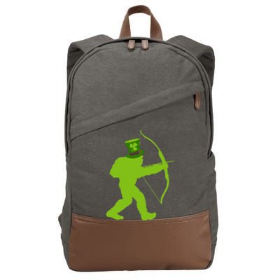 Traditional Archery Bigfoot St Patricks Day Recurve Graphic Gift Cotton Canvas Backpack