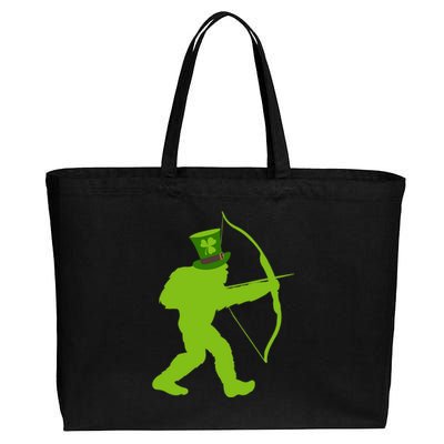 Traditional Archery Bigfoot St Patricks Day Recurve Graphic Gift Cotton Canvas Jumbo Tote