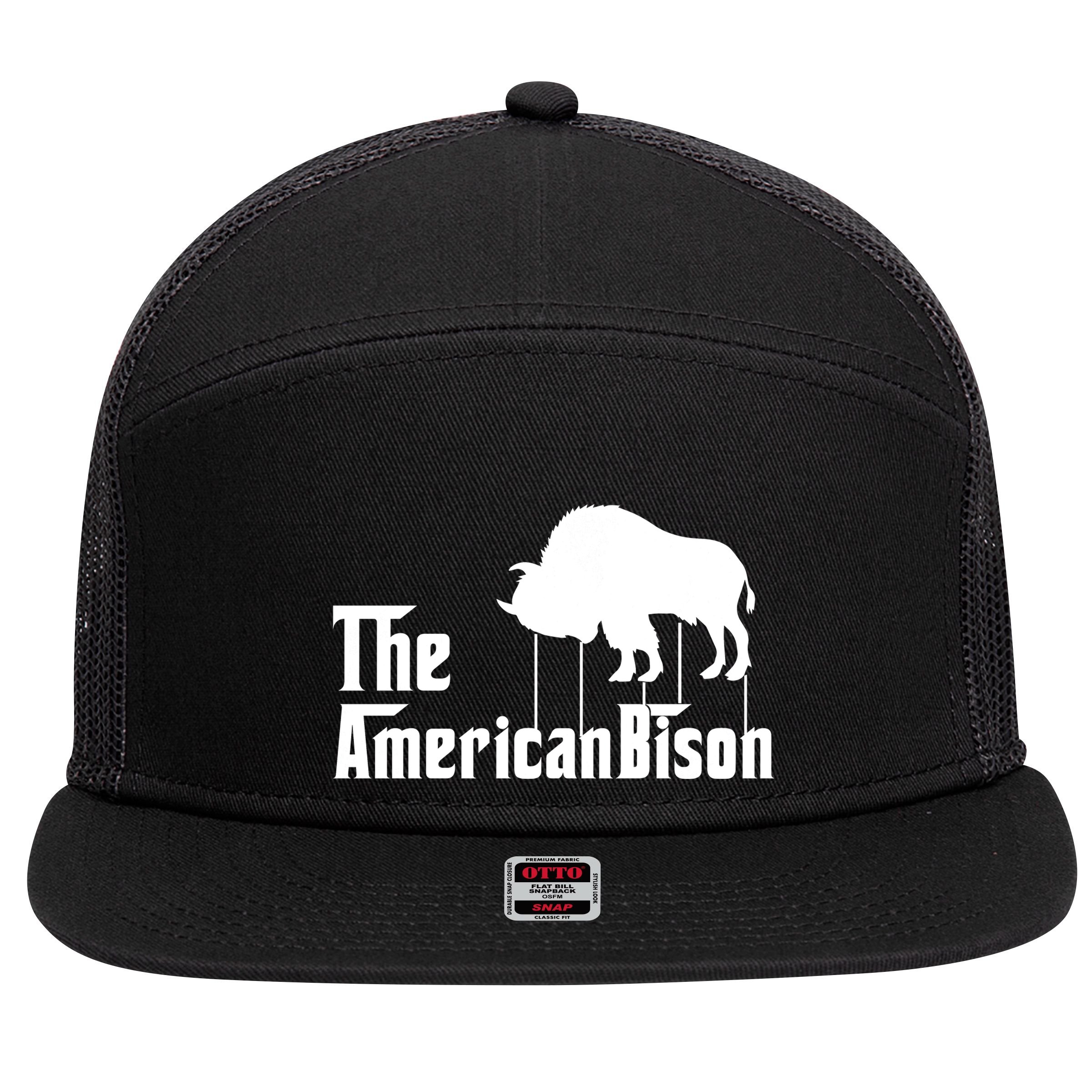 The American Bison 7 Panel Mesh Trucker Snapback Hat