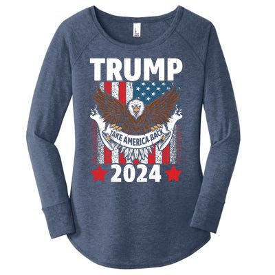 Take America Back 2024 Us Flag Trump Gift Women's Perfect Tri Tunic Long Sleeve Shirt