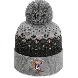 Take America Back Donald Trump 4th Of July Dinosaur Usa Flag Gift The Baniff Cuffed Pom Beanie