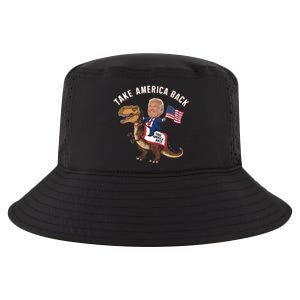 Take America Back Donald Trump 4th Of July Dinosaur Usa Flag Gift Cool Comfort Performance Bucket Hat