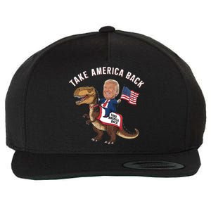 Take America Back Donald Trump 4th Of July Dinosaur Usa Flag Gift Wool Snapback Cap