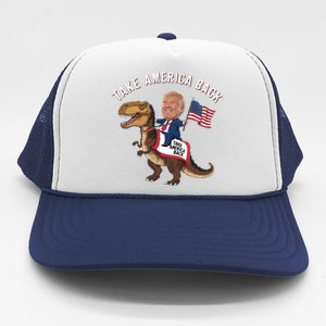 Take America Back Donald Trump 4th Of July Dinosaur Usa Flag Gift Trucker Hat