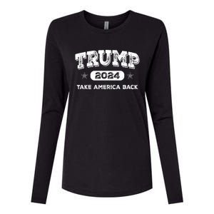 Take America Back American Flag Trump 2024 Funny Gift Womens Cotton Relaxed Long Sleeve T-Shirt