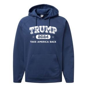 Take America Back American Flag Trump 2024 Funny Gift Performance Fleece Hoodie