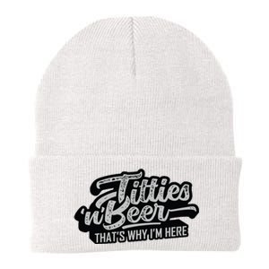 Titties And Beer Why Im Here Funny Beer Lover Adult Knit Cap Winter Beanie