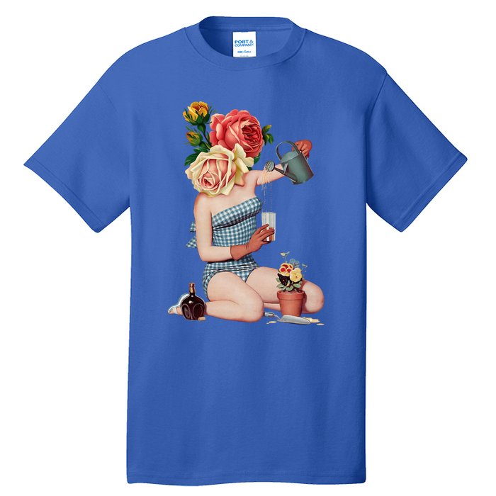 Take a Break Flower Girl Surreal Collage Weird Art Vintage Tall T-Shirt