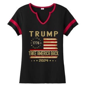 Take America Back Trump 2024 Ladies Halftime Notch Neck Tee