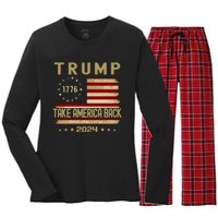 Take America Back Trump 2024 Women's Long Sleeve Flannel Pajama Set 