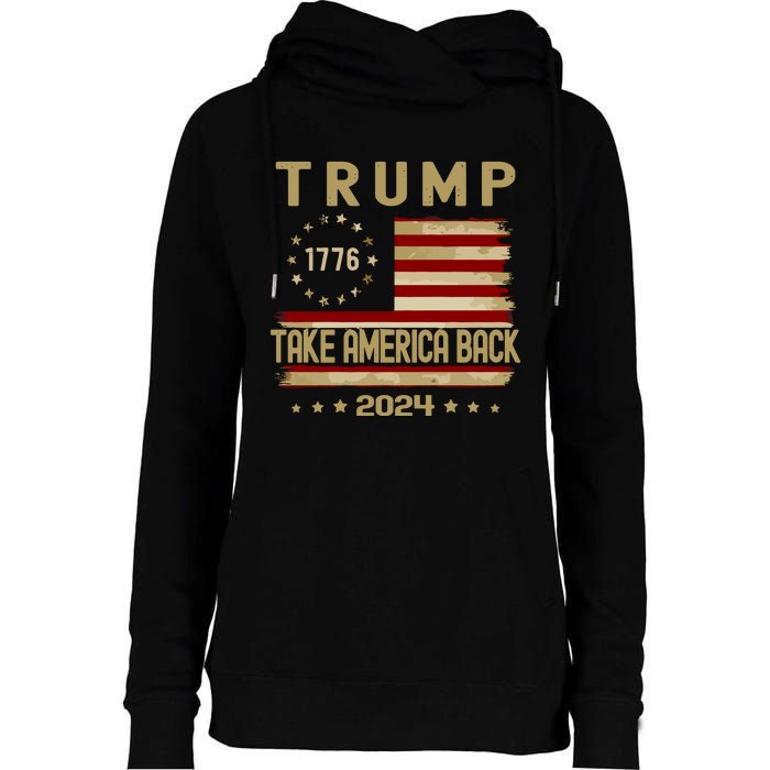 Take America Back Trump 2024 Womens Funnel Neck Pullover Hood