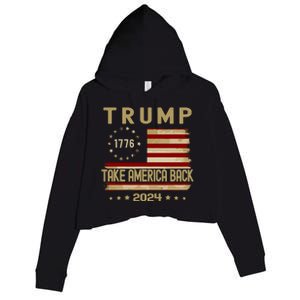 Take America Back Trump 2024 Crop Fleece Hoodie