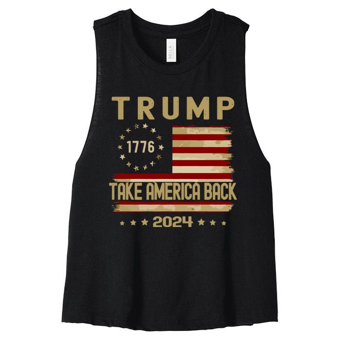 Take America Back Trump 2024 Women's Racerback Cropped Tank