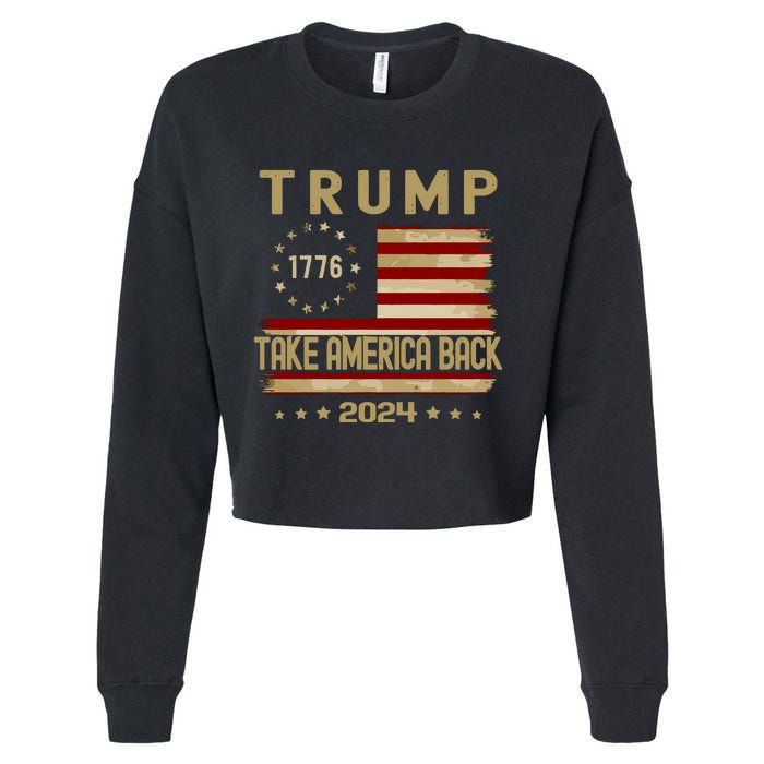 Take America Back Trump 2024 Cropped Pullover Crew