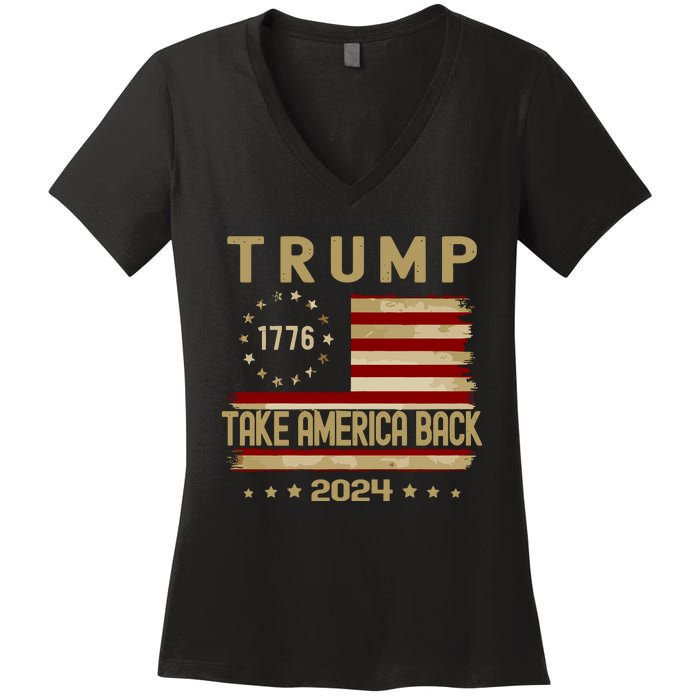 Take America Back Trump 2024 Women's V-Neck T-Shirt