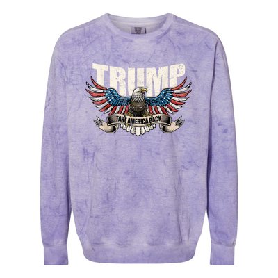 Take America Back Women Trump 2024 Flag Gift Colorblast Crewneck Sweatshirt