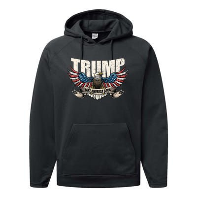 Take America Back Women Trump 2024 Flag Gift Performance Fleece Hoodie