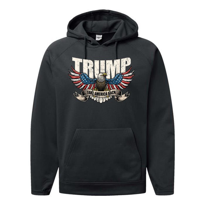 Take America Back Women Trump 2024 Flag Gift Performance Fleece Hoodie