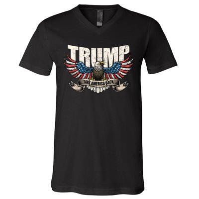 Take America Back Women Trump 2024 Flag Gift V-Neck T-Shirt