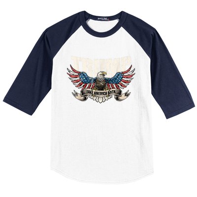 Take America Back Women Trump 2024 Flag Gift Baseball Sleeve Shirt