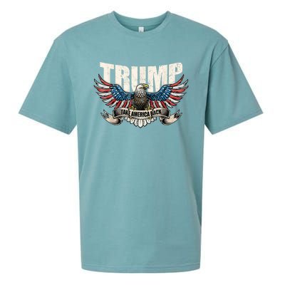 Take America Back Women Trump 2024 Flag Gift Sueded Cloud Jersey T-Shirt