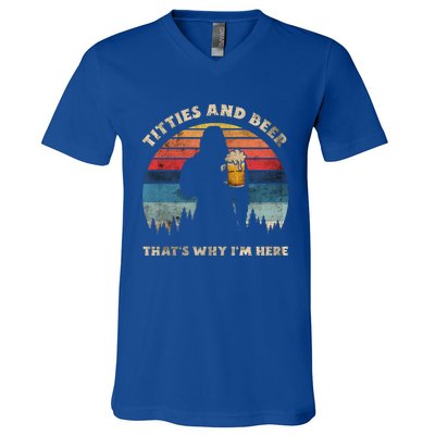 Titties And Beer That’s Why Im Here Oktoberfest Funny Ape Great Gift V-Neck T-Shirt