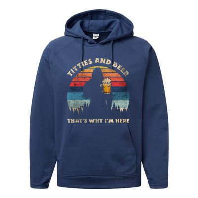 Titties And Beer That’s Why Im Here Oktoberfest Funny Ape Great Gift Performance Fleece Hoodie