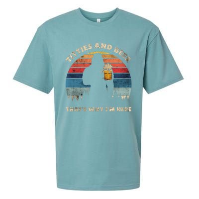 Titties And Beer That’s Why Im Here Oktoberfest Funny Ape Great Gift Sueded Cloud Jersey T-Shirt