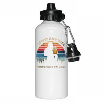 Titties And Beer That’s Why Im Here Oktoberfest Funny Ape Great Gift Aluminum Water Bottle