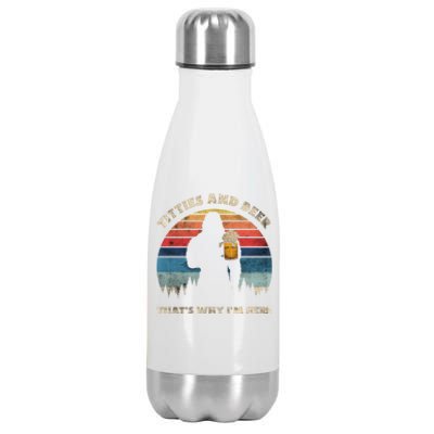 Titties And Beer That’s Why Im Here Oktoberfest Funny Ape Great Gift Stainless Steel Insulated Water Bottle