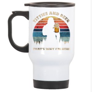 Titties And Beer That’s Why Im Here Oktoberfest Funny Ape Great Gift Stainless Steel Travel Mug