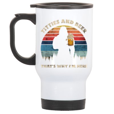 Titties And Beer That’s Why Im Here Oktoberfest Funny Ape Great Gift Stainless Steel Travel Mug