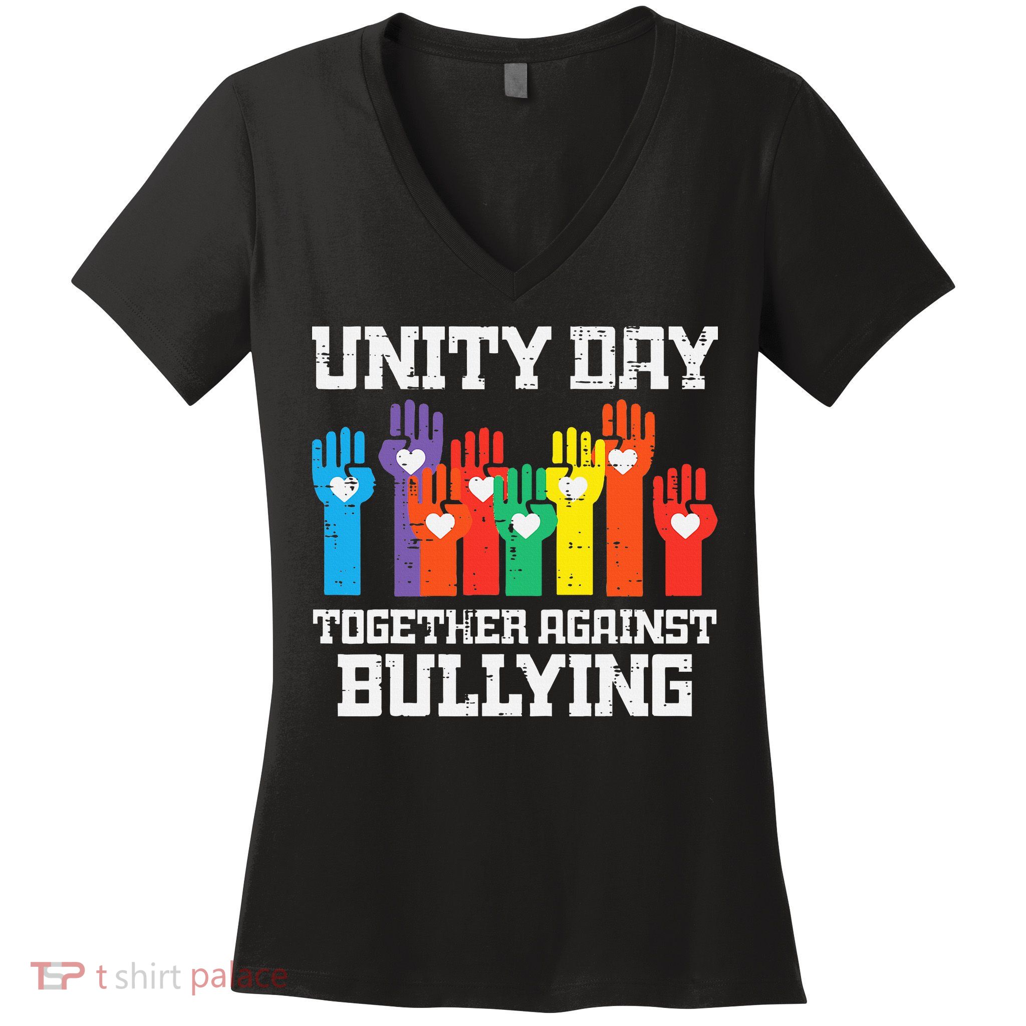 Together Against Bullying Orange Anti Bully Unity Day Women's V-Neck T-Shirt