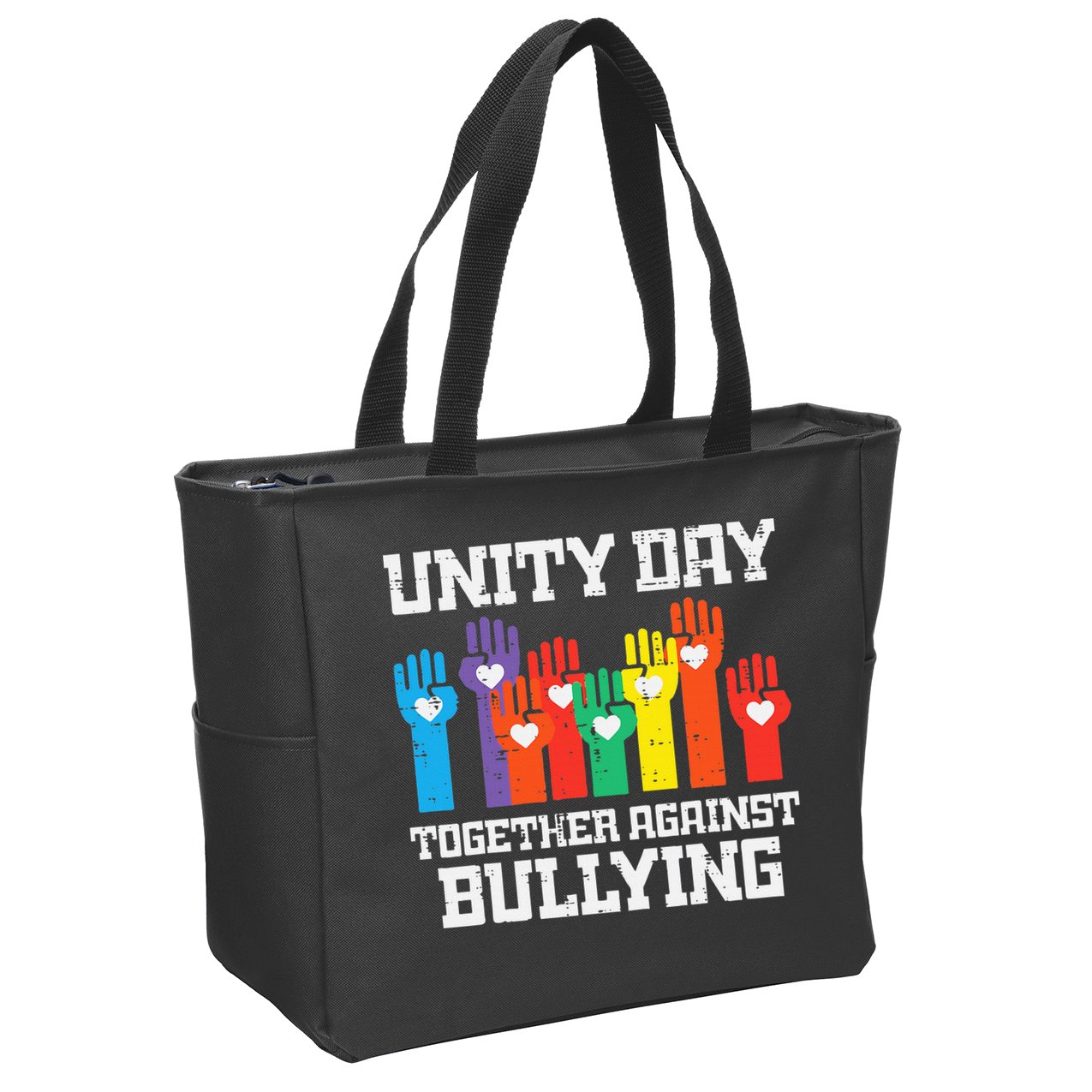 Together Against Bullying Orange Anti Bully Unity Day Zip Tote Bag
