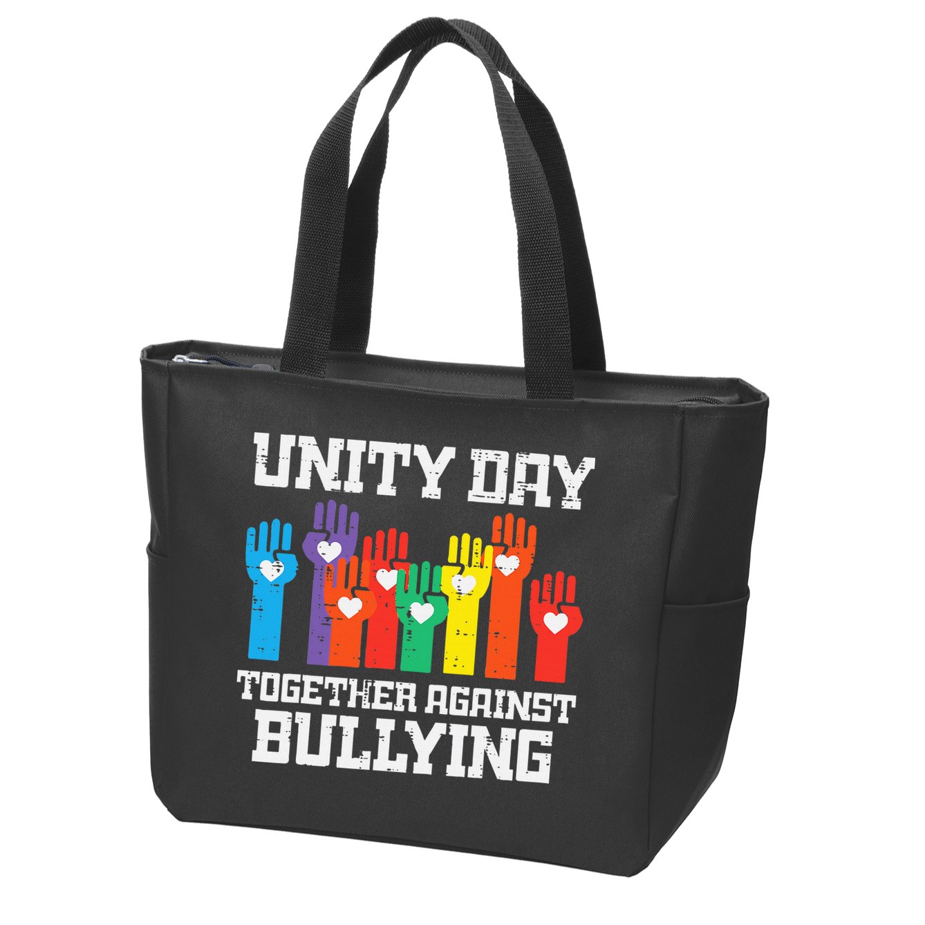 Together Against Bullying Orange Anti Bully Unity Day Zip Tote Bag
