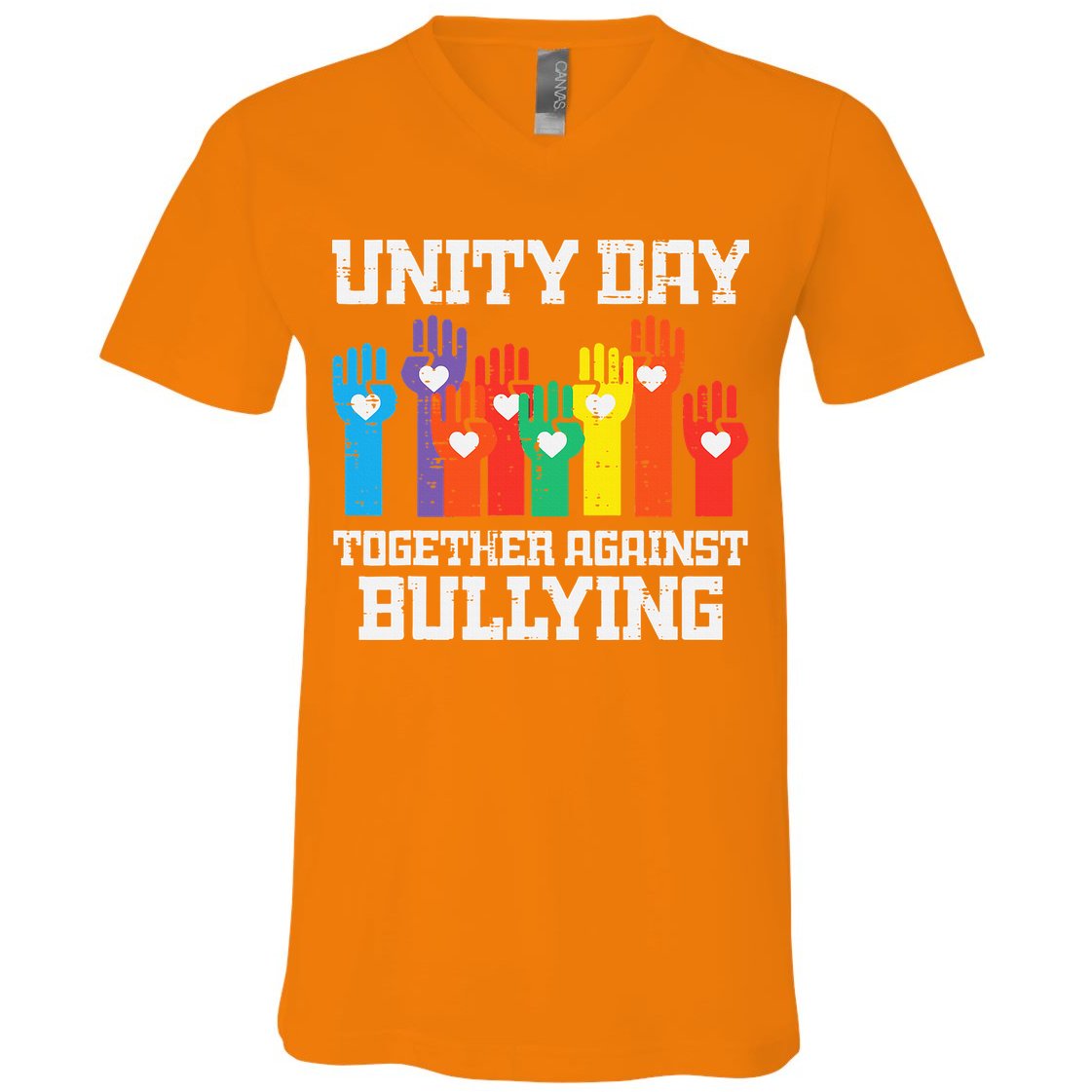 Together Against Bullying Orange Anti Bully Unity Day V-Neck T-Shirt